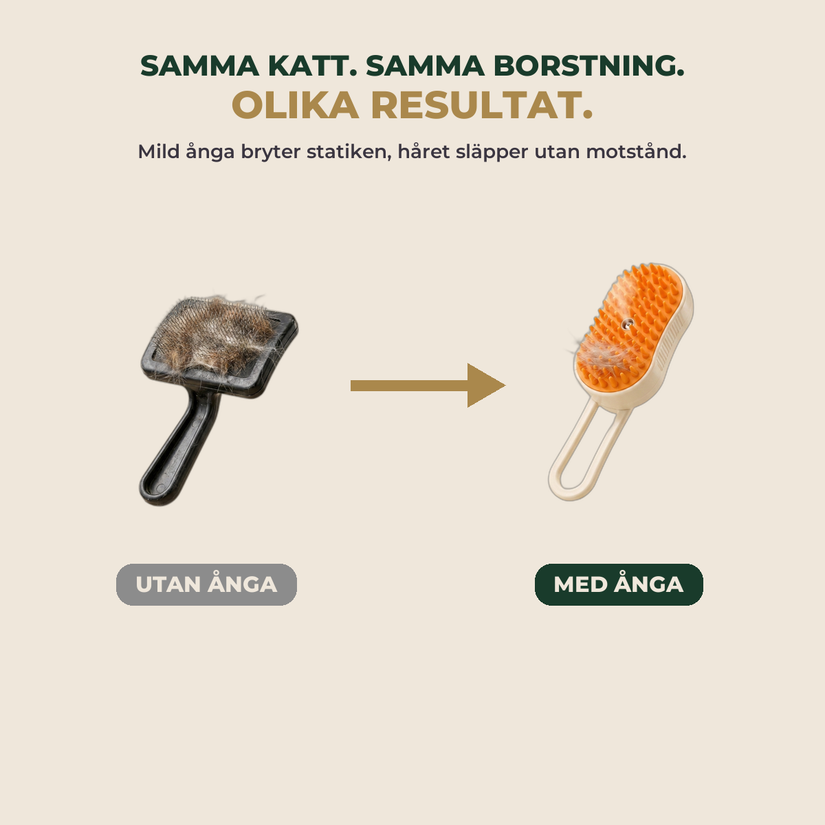 Med ånga släpper håret utan motstånd