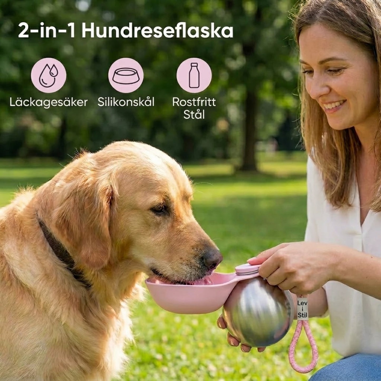AquaTrail Läckagefri Resflaska med Vattenskål för Hundar, bild 2