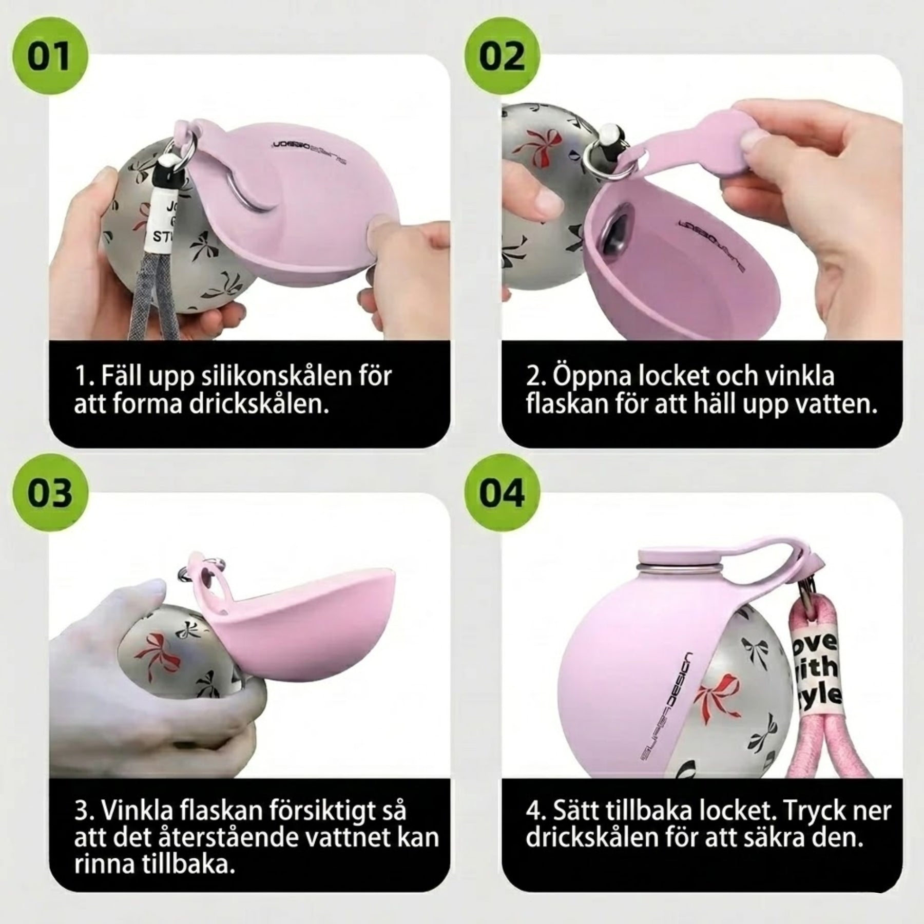 AquaTrail Läckagefri Resflaska med Vattenskål för Hundar, bild 3