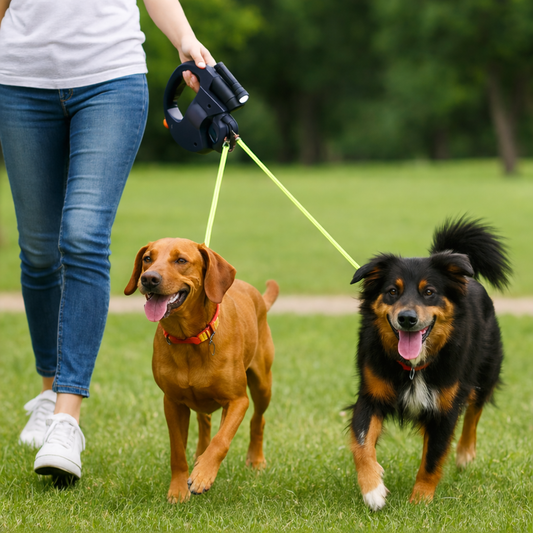 DuoControl dubbelt hundkoppel med LED