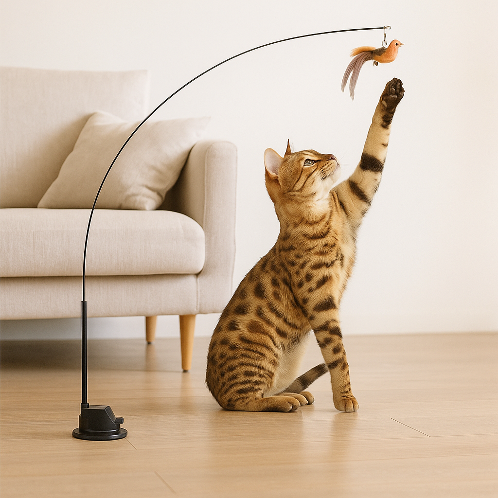 Katt i aktion med FeatherChase leksak
