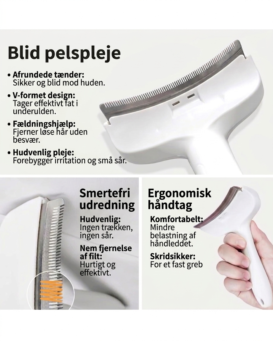 FurComb V-formad pälskam för hundar & katter, bild 2