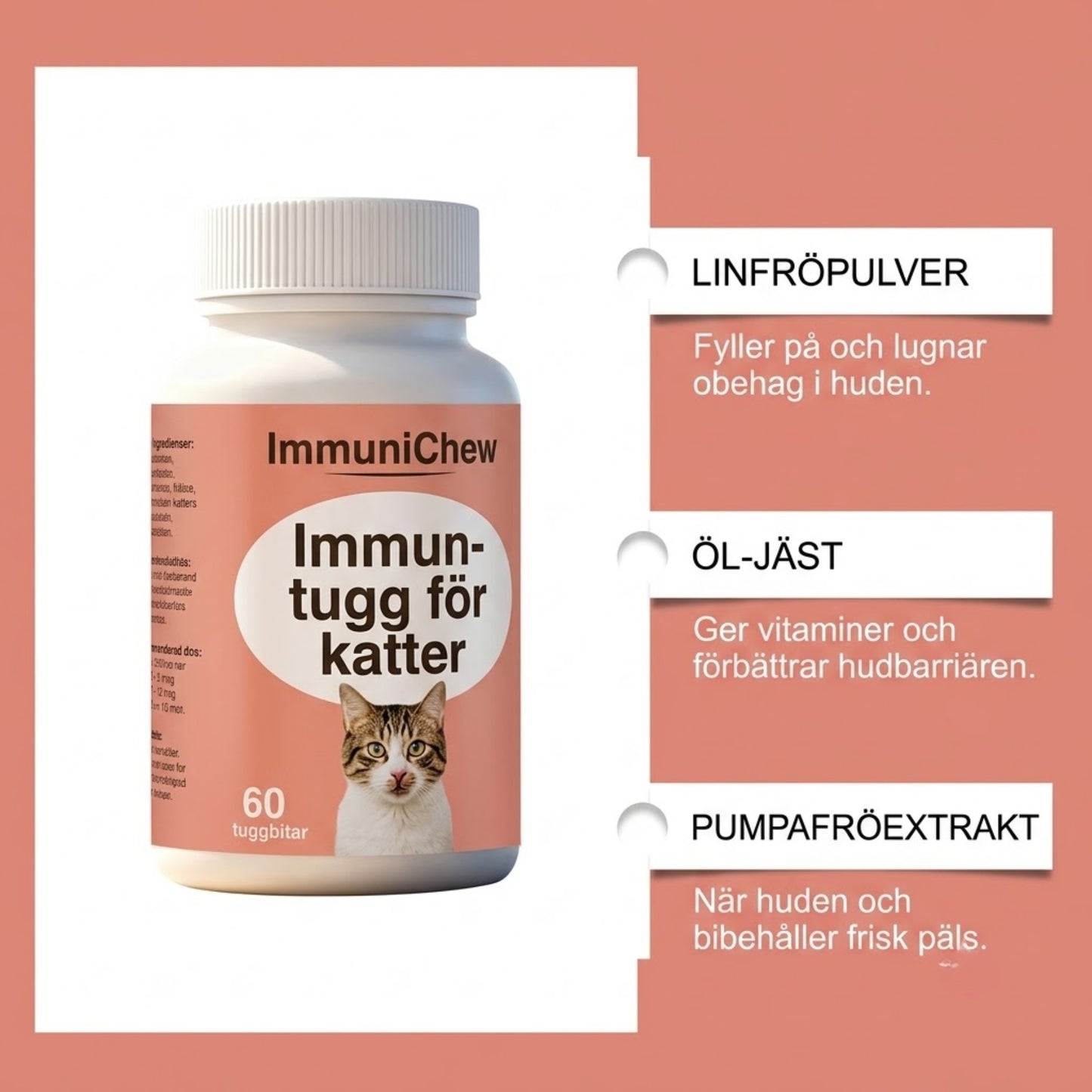 ImmuniChew – Glansig päls och lugn hud för katter