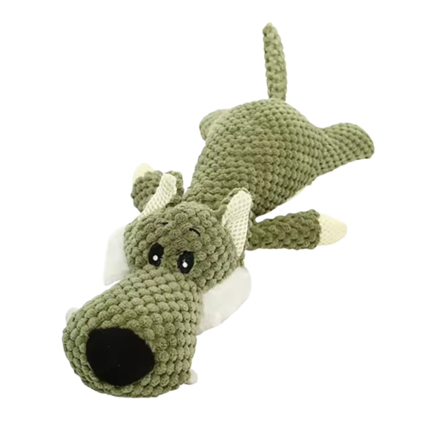 Hund tuggar på ChewChamp gosedjur
