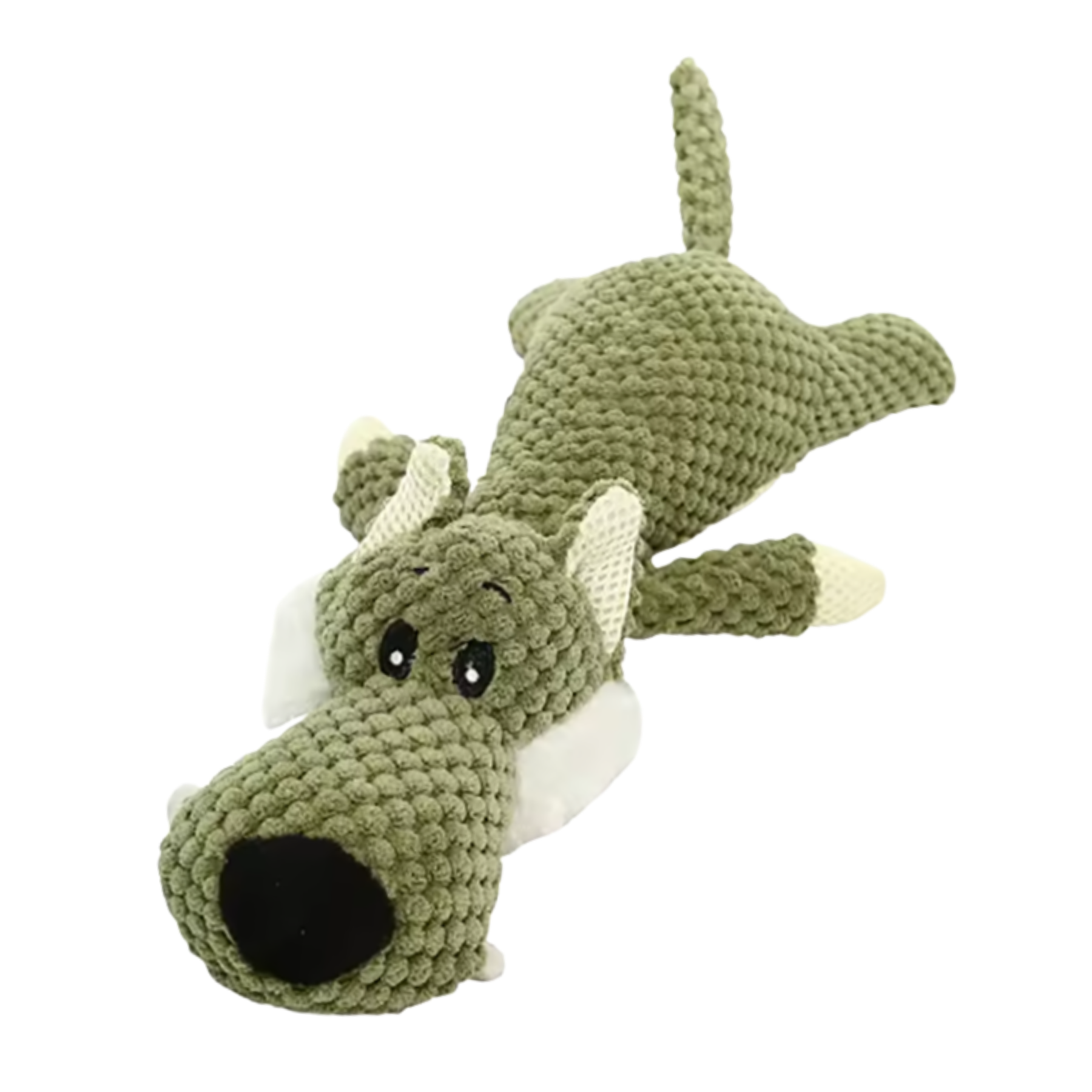 Hund tuggar på ChewChamp gosedjur