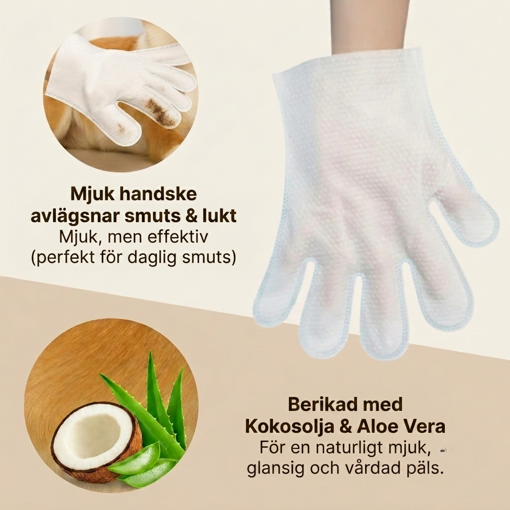 PetGlove Rengörande Handskservetter med Kokosolja, bild 4
