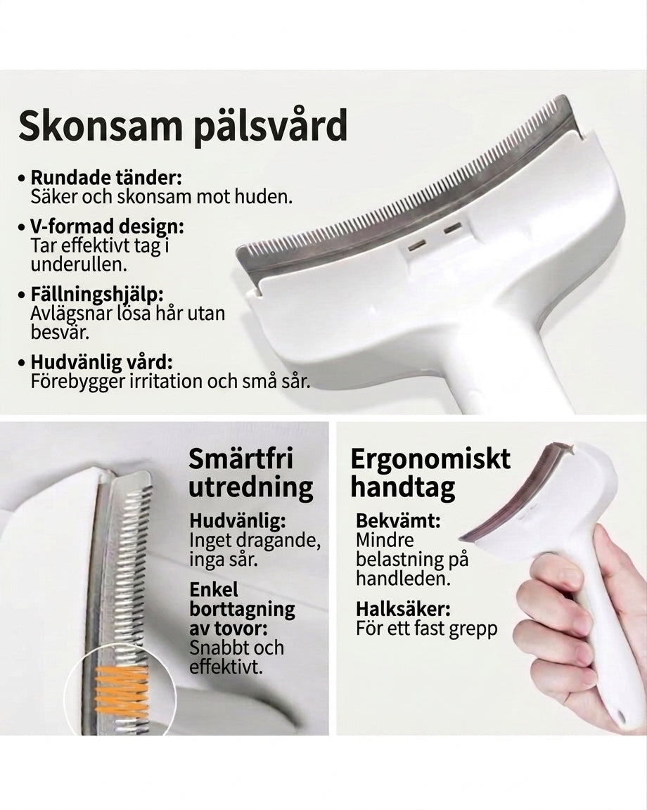 FurComb V-formad pälskam för hundar & katter, bild 2